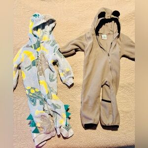 Two fuzzy one piece winter onesies